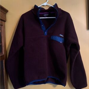 Patagonia Synchilla Vintage snap pullover maroon burgundy medium